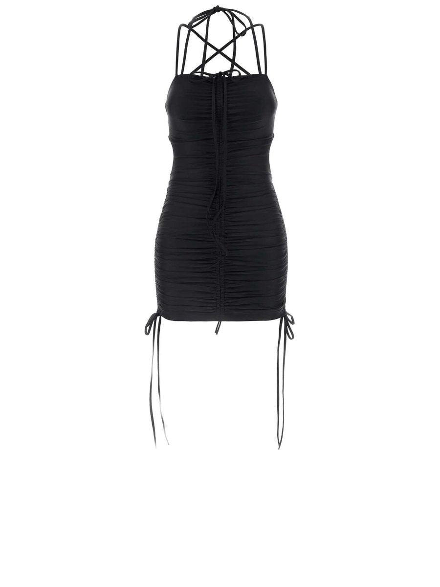 balenciaga black mini dress Balenciaga Black Draped Mini Dress