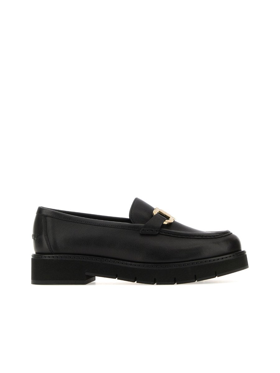 Salvatore Ferragamo Maryan Lug Shoes in Black Calfskin