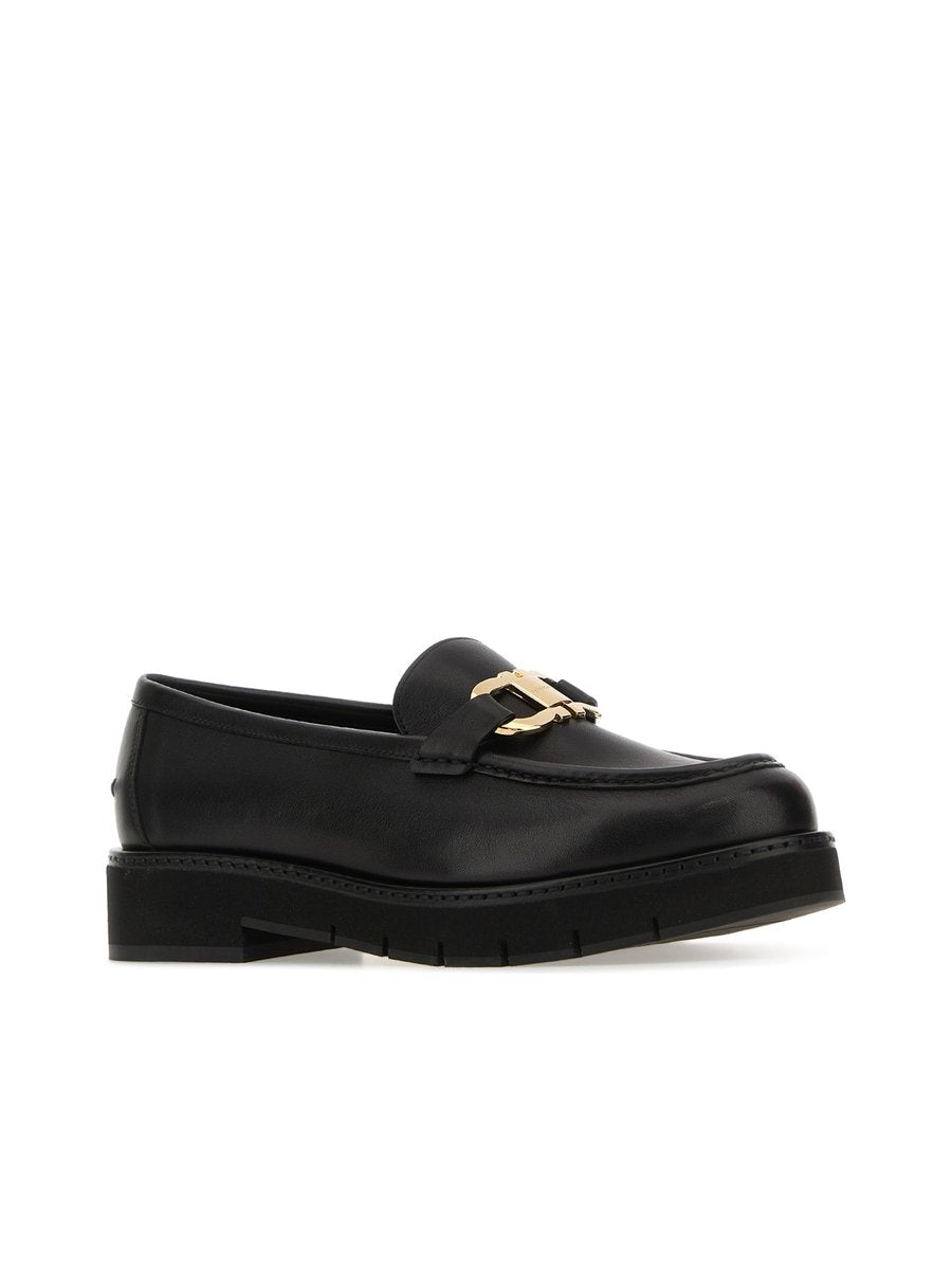 Salvatore Ferragamo Maryan Lug Shoes in Black Calfskin