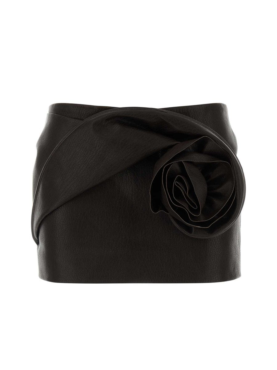Magda Butrym Leather Skirt in Grey Cotton