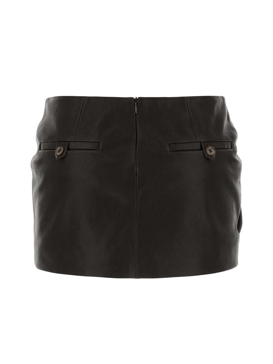 Magda Butrym Leather Skirt in Grey Cotton