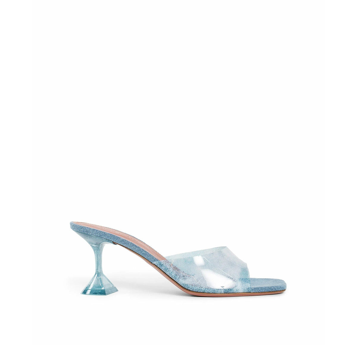 Amina Muaddi Lupita Glass Pvc Denim Mules