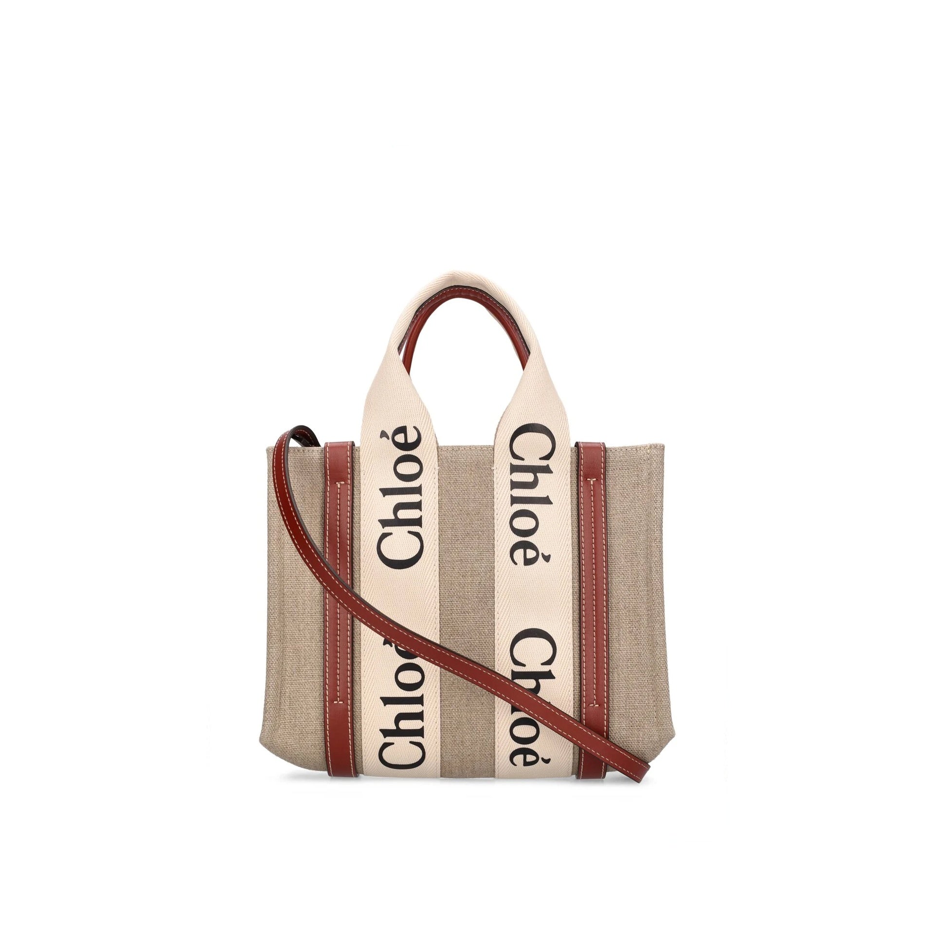 Chloé Woody Small Tote Bag in Linen