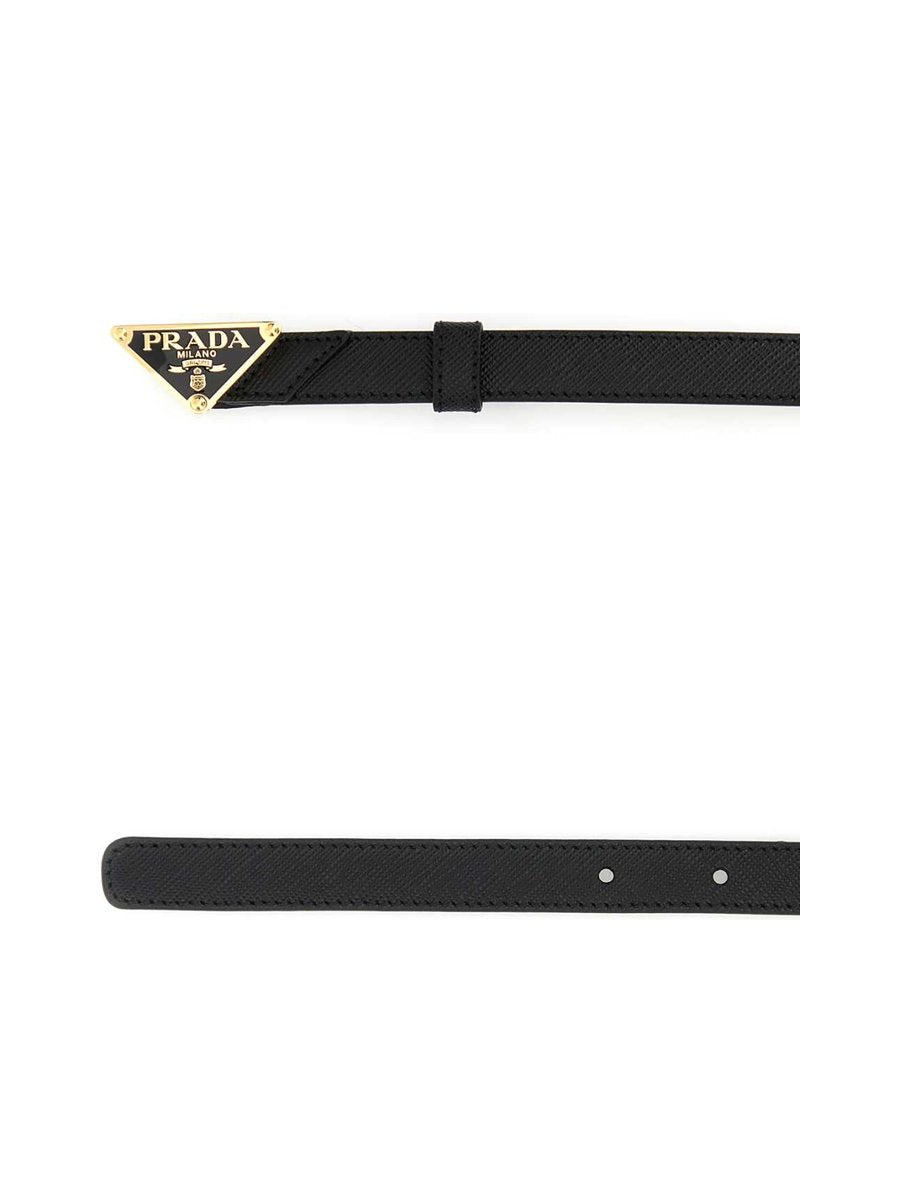 Prada Saffiano Leather Triangle Logo Belt