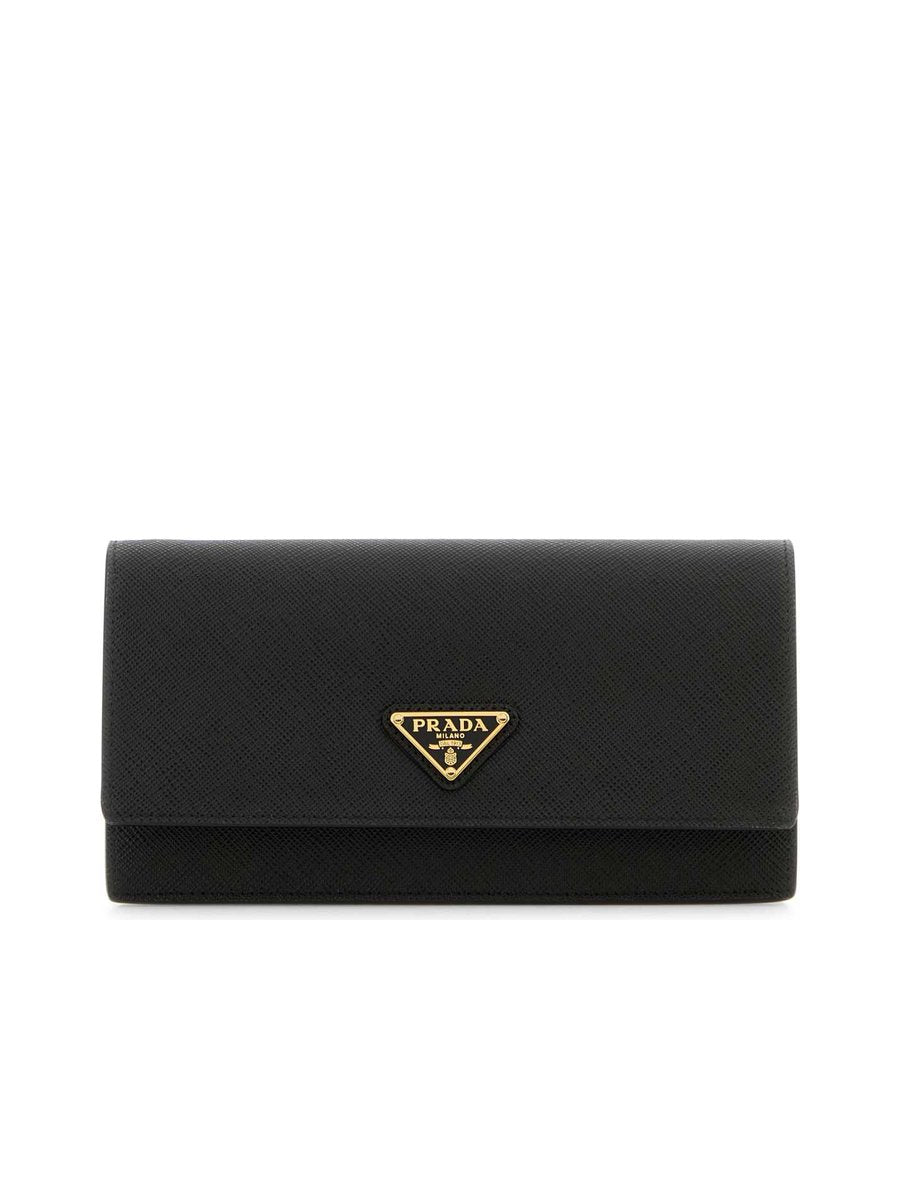 Prada Logo Plaque Magnetic-Clasp Mini Clutch Bag