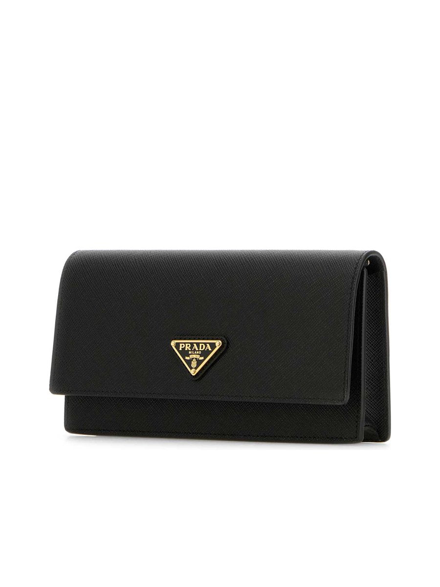 Prada Logo Plaque Magnetic-Clasp Mini Clutch Bag