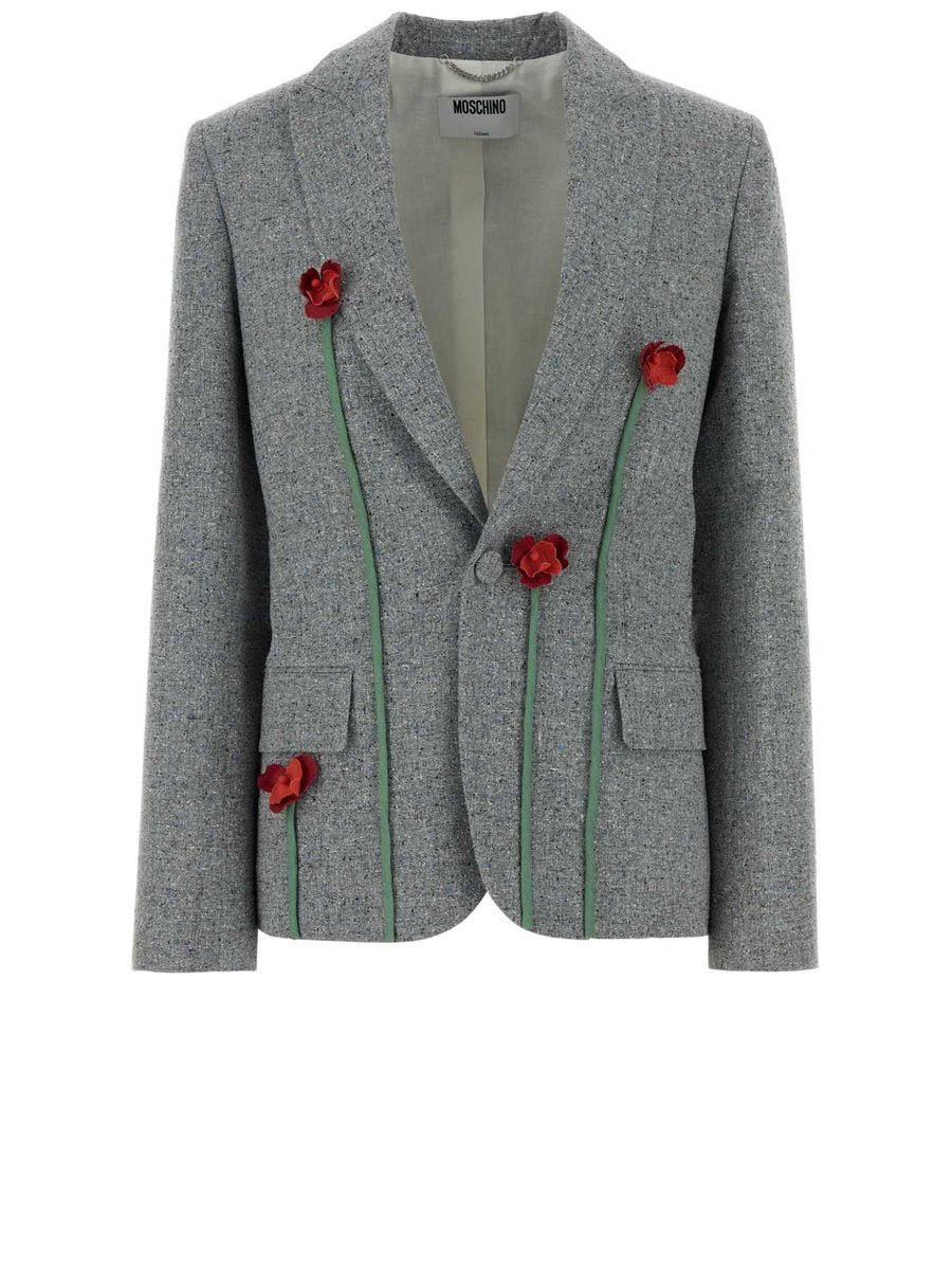 Moschino Jacket in Grey Silk Cotton Wool Blend