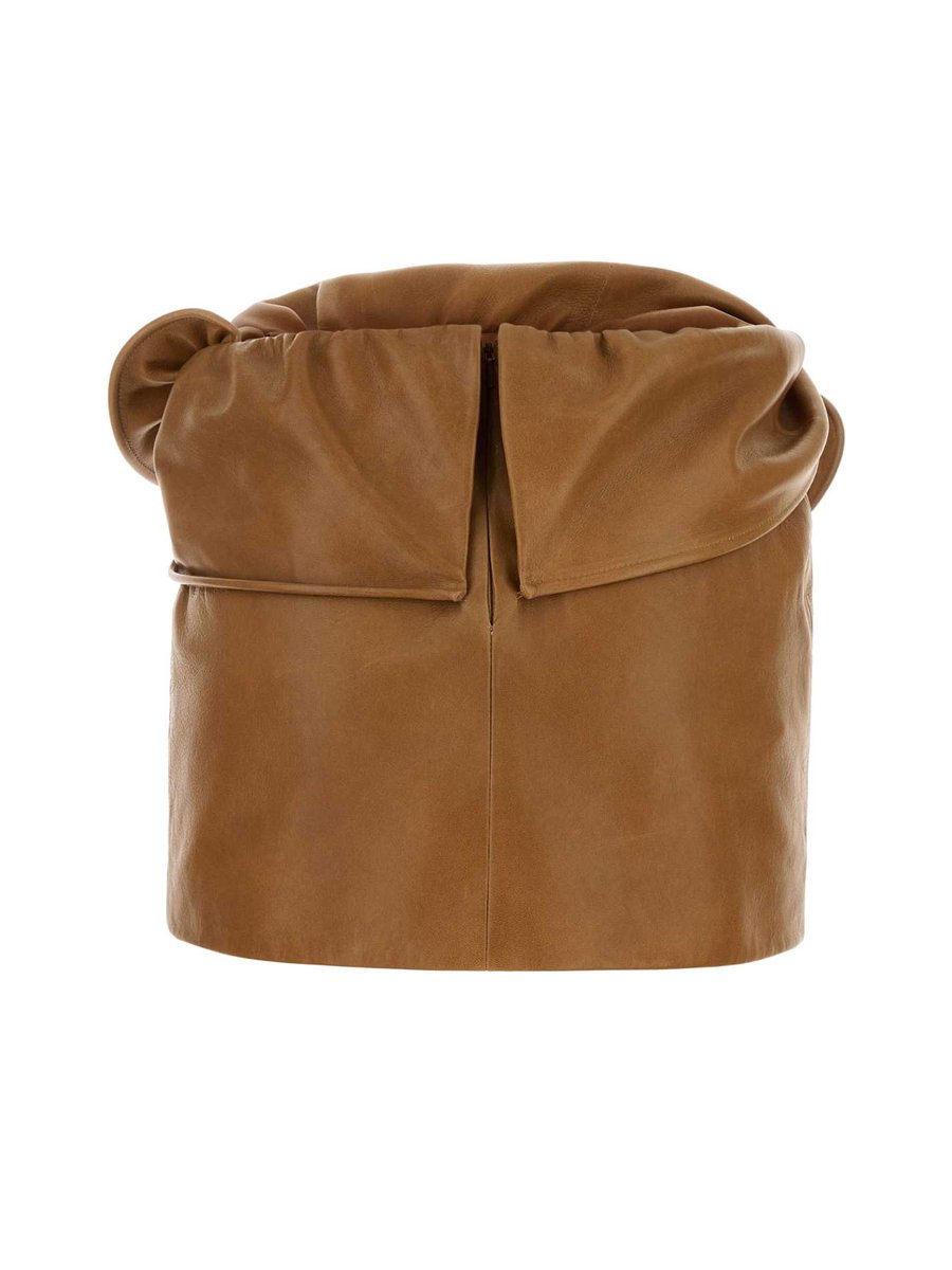 Magda Butrym Leather Skirt in Camel Leather