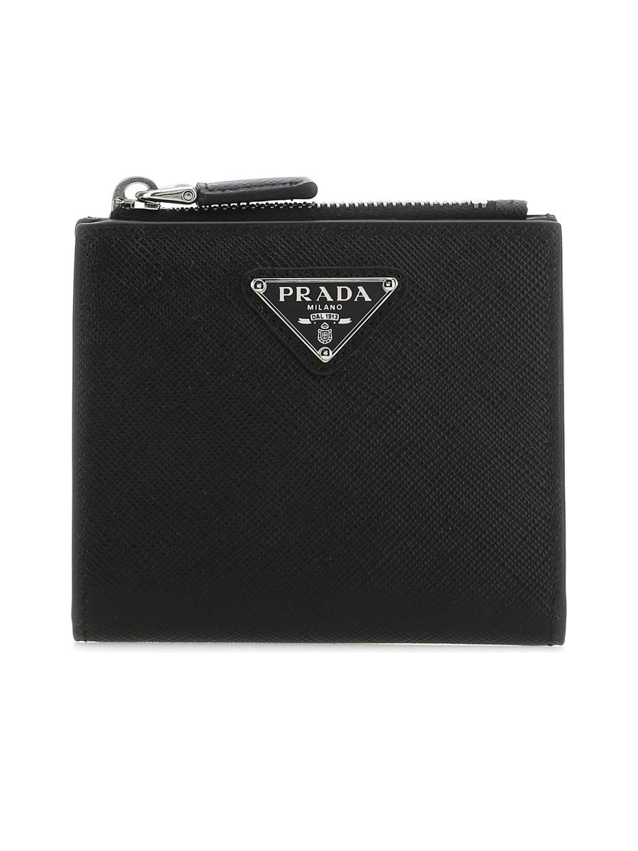 Prada Saffiano Leather Compact Zip-Around Wallet