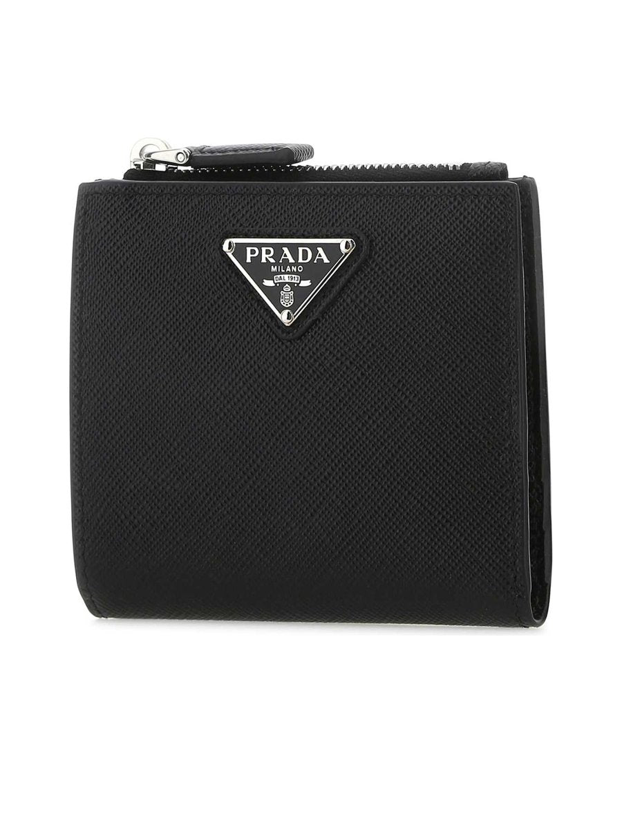 Prada Saffiano Leather Compact Zip-Around Wallet