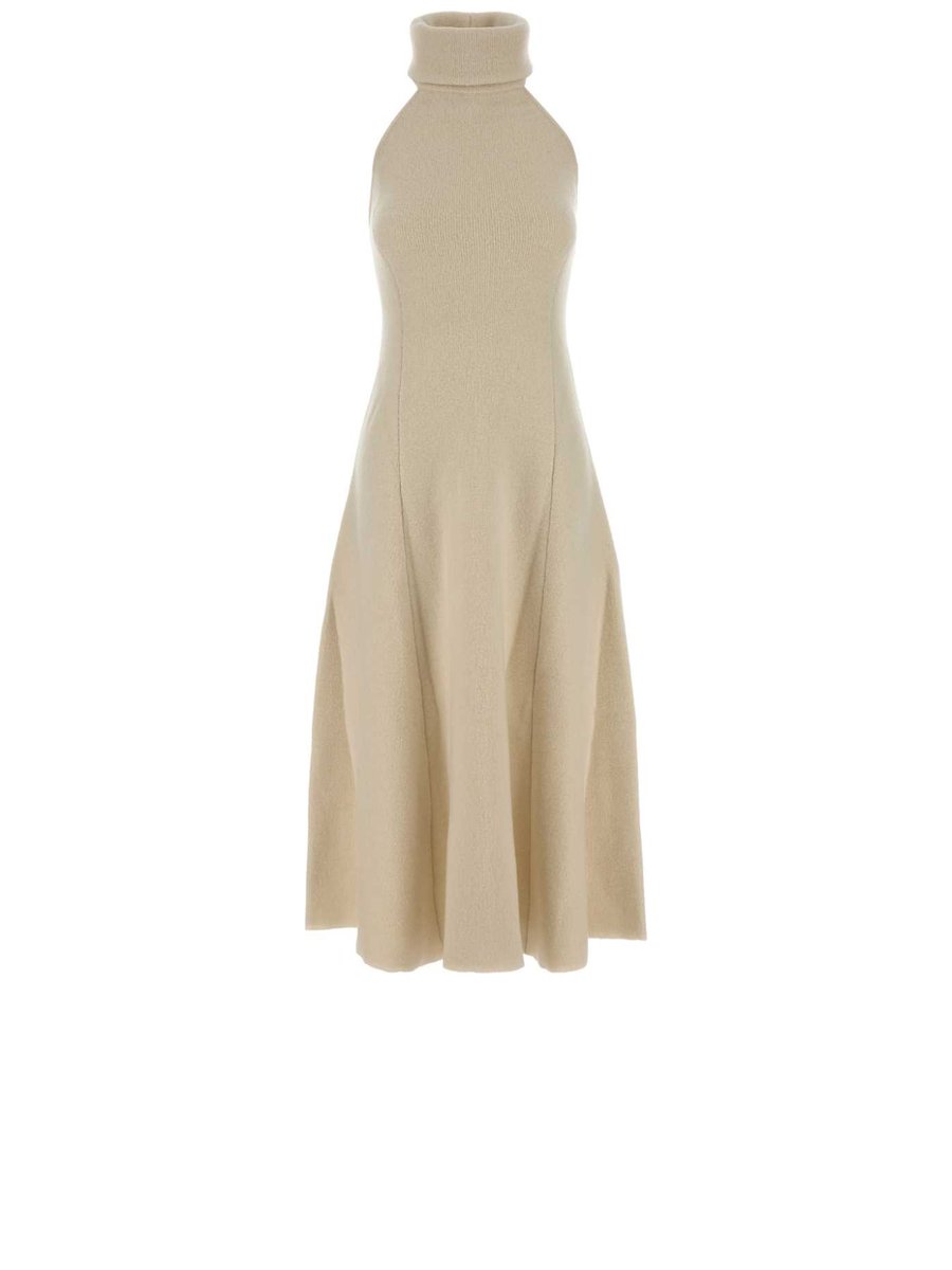 Magda Butrym Knit Dress in White Wool Silk Cashmere