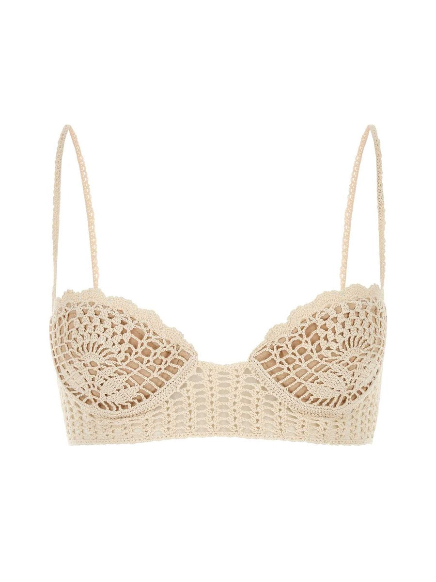 Magda Butrym Crochet Bra Top in Cream Cotton
