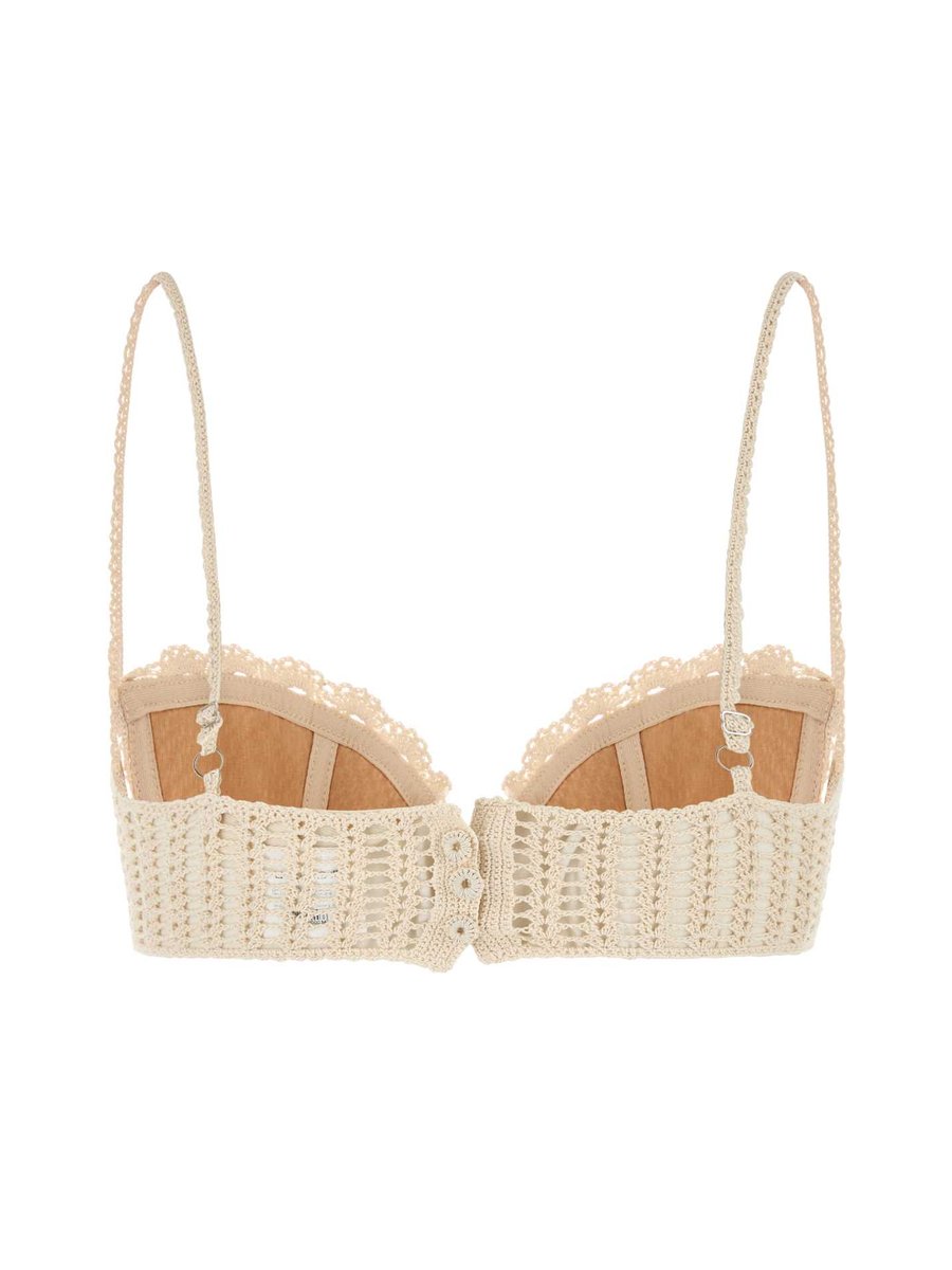 Magda Butrym Crochet Bra Top in Cream Cotton