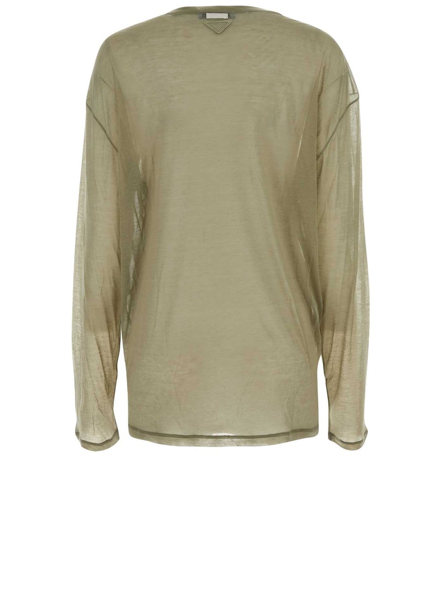 Prada T-Shirt in Green Lyocell and Silk