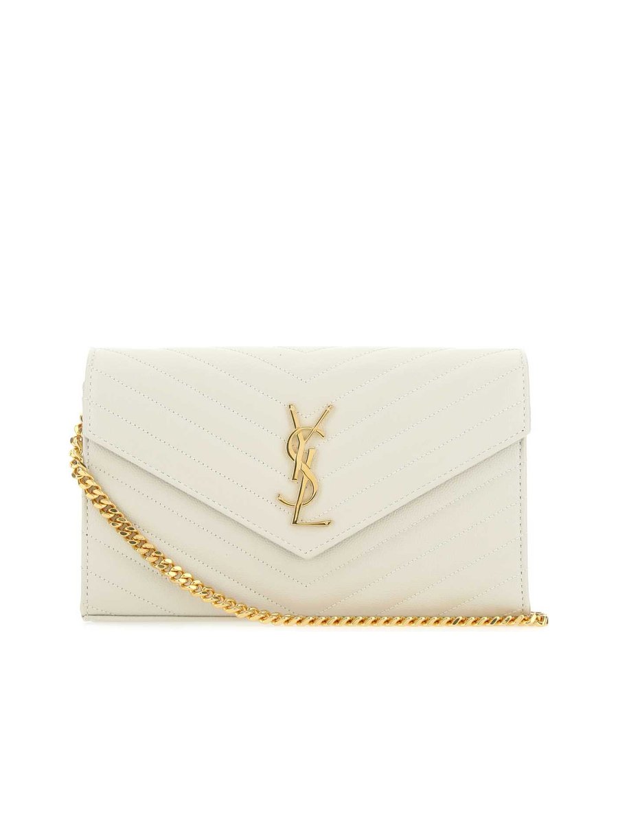 Saint Laurent Cassandre Wall Monogram in White Calfskin
