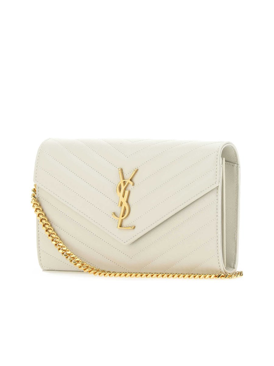 Saint Laurent Cassandre Wall Monogram in White Calfskin