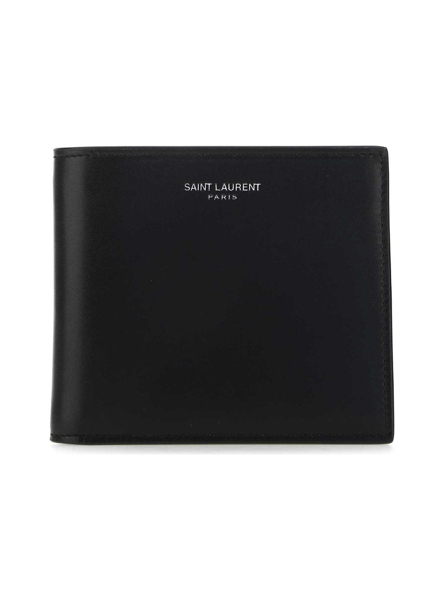 Saint Laurent YSL Monogram Card Case in Black Calfskin