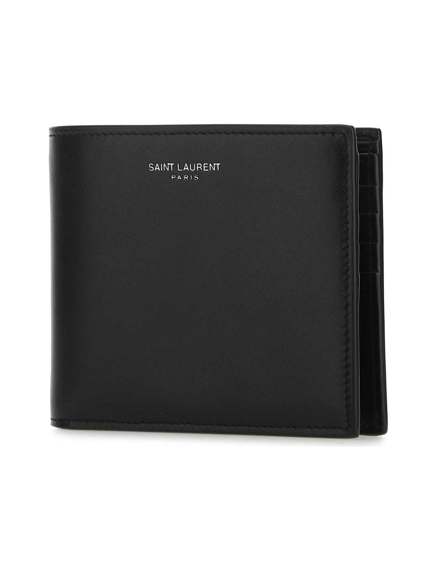 Saint Laurent YSL Monogram Card Case in Black Calfskin