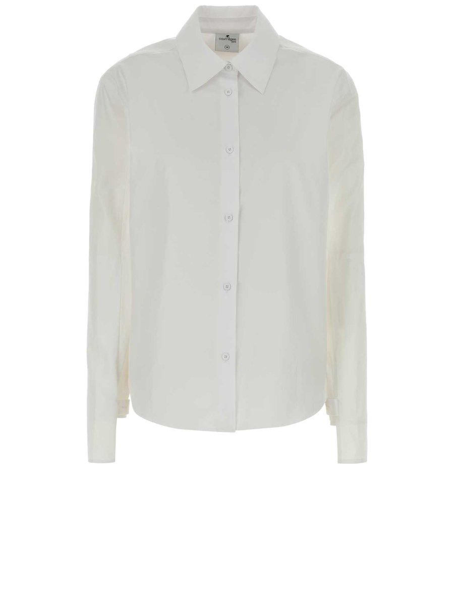 Courreges Poplin Shirt in White Cotton
