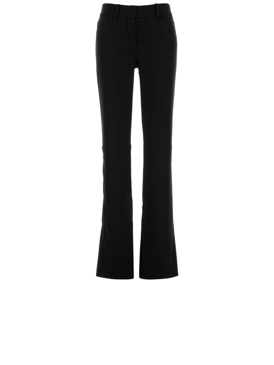 Courreges Double Hem Satin Pants in Black Acetate