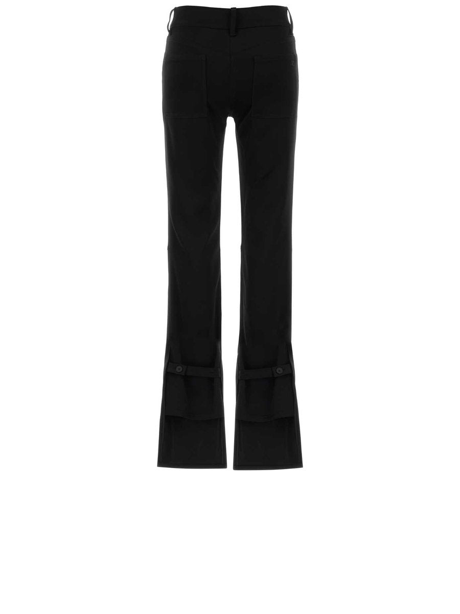 Courreges Double Hem Satin Pants in Black Acetate