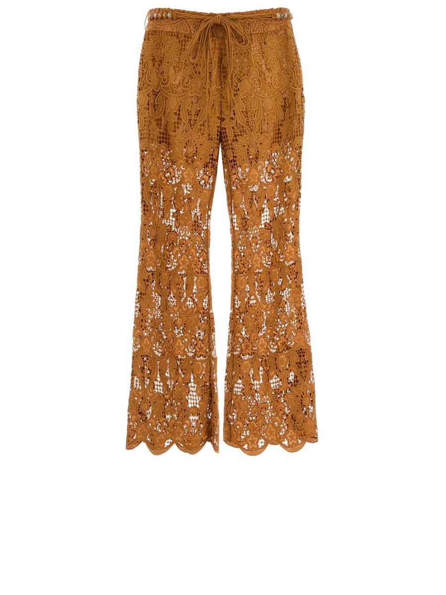 Zimmermann Coco Lace Flare Pants in Orange Polyester