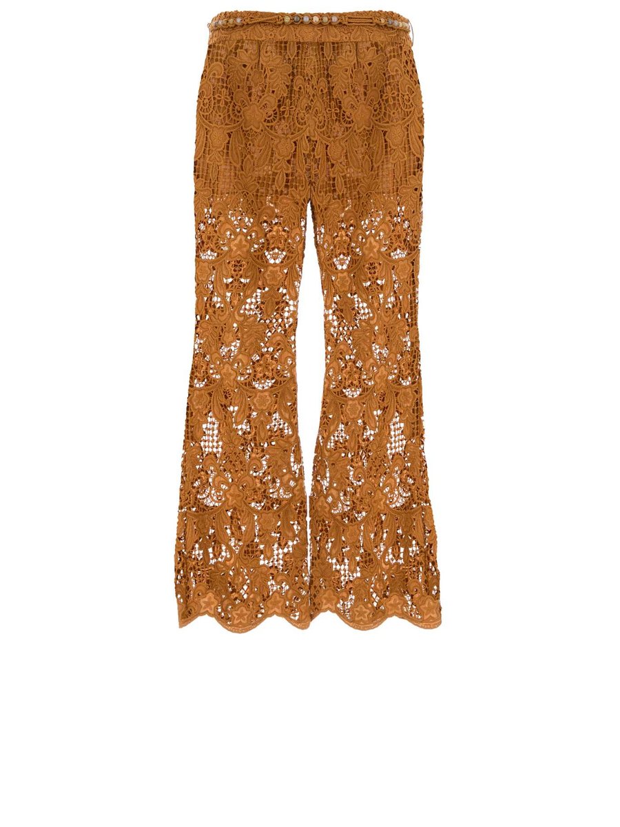 Zimmermann Coco Lace Flare Pants in Orange Polyester