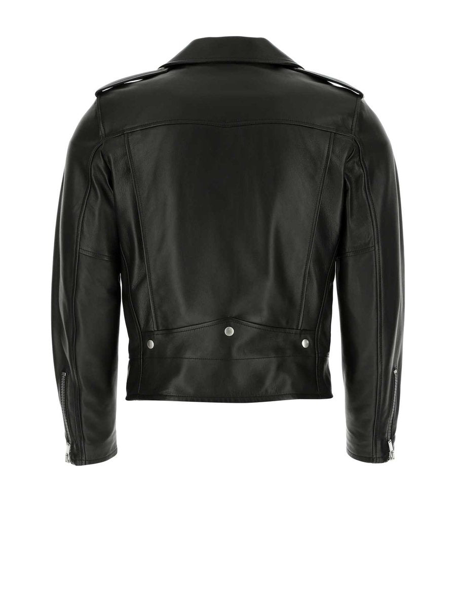 Saint Laurent Leather Jacket in Black Lambskin