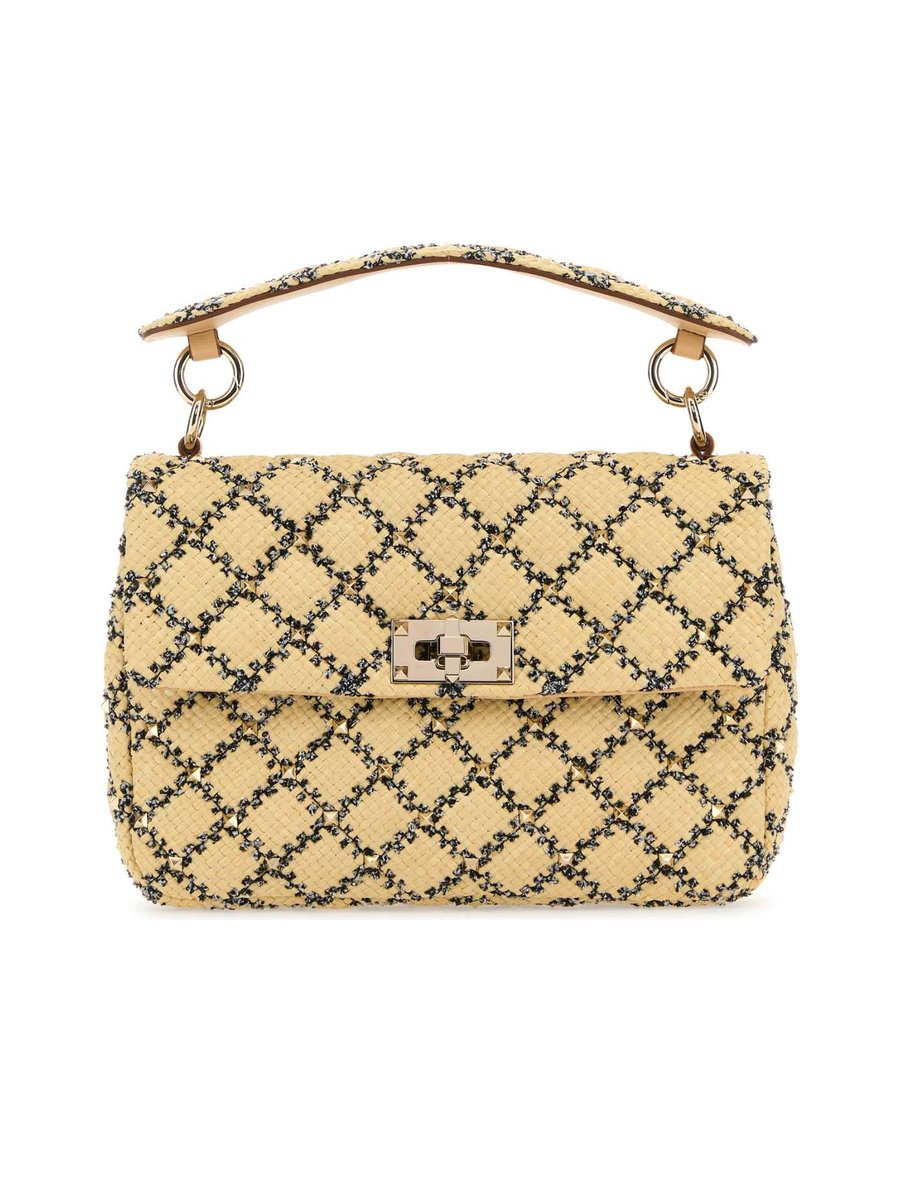 Valentino Garavani Raffia Rockstud Handbag