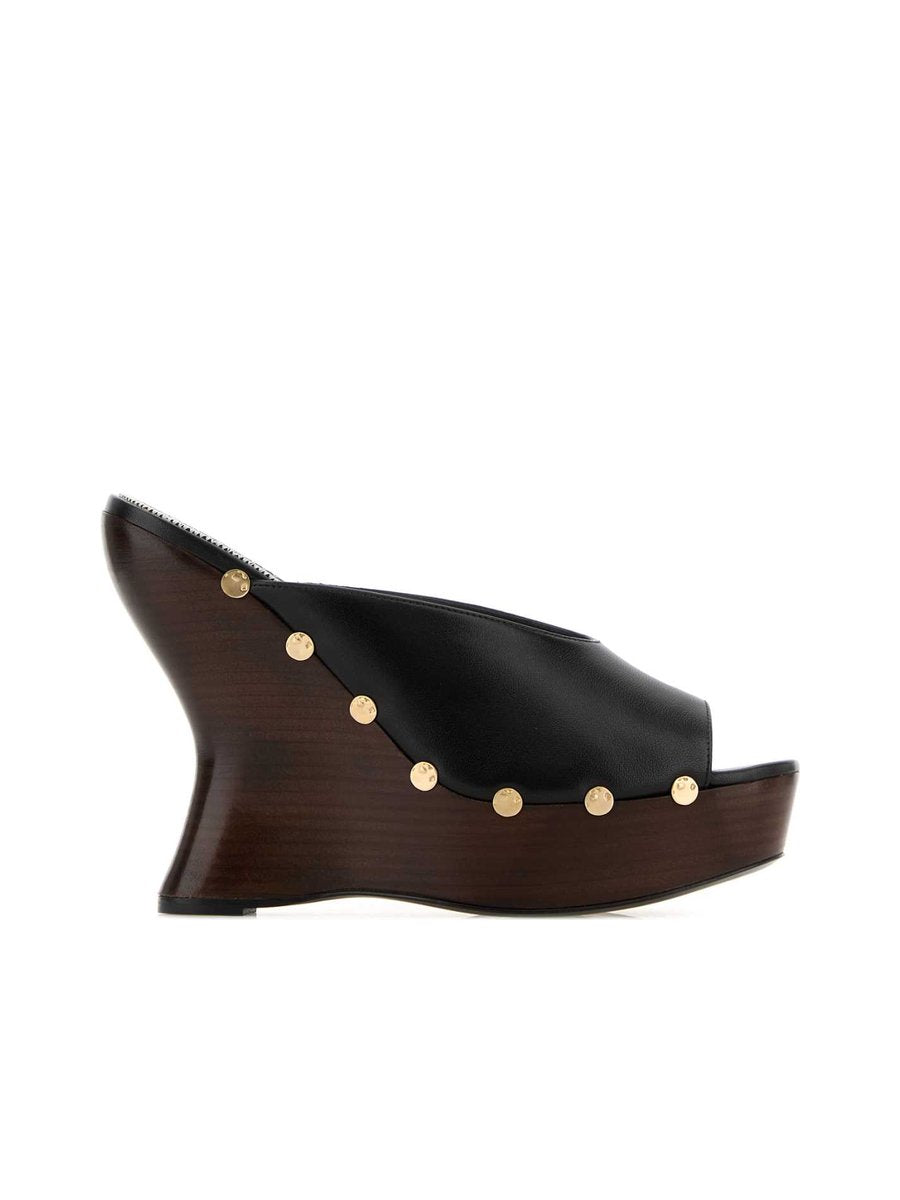 Magda Butrym Wedge Sandals in Black Nappa Leather