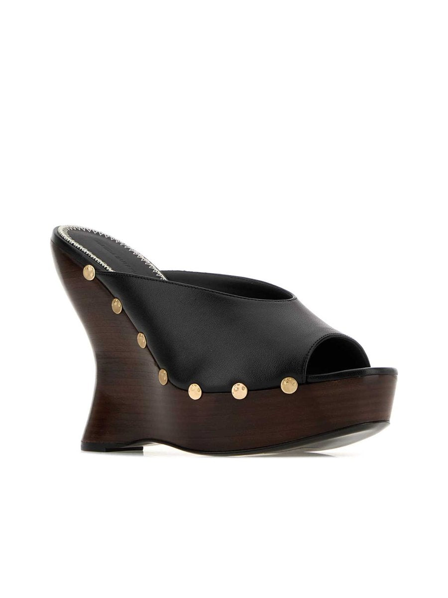 Magda Butrym Wedge Sandals in Black Nappa Leather