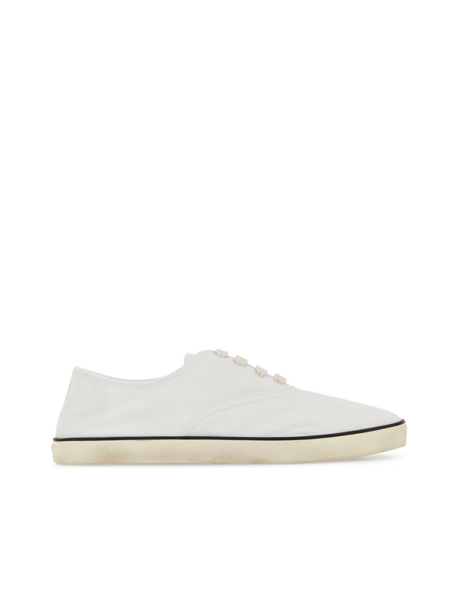 Miu Miu Lace-Up Sneakers in White Fabric