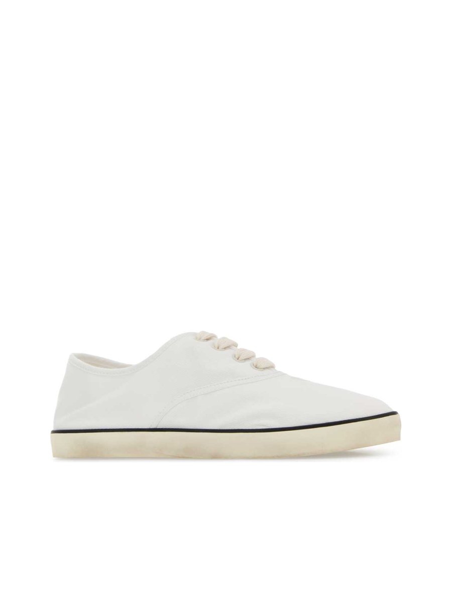 Miu Miu Lace-Up Sneakers in White Fabric