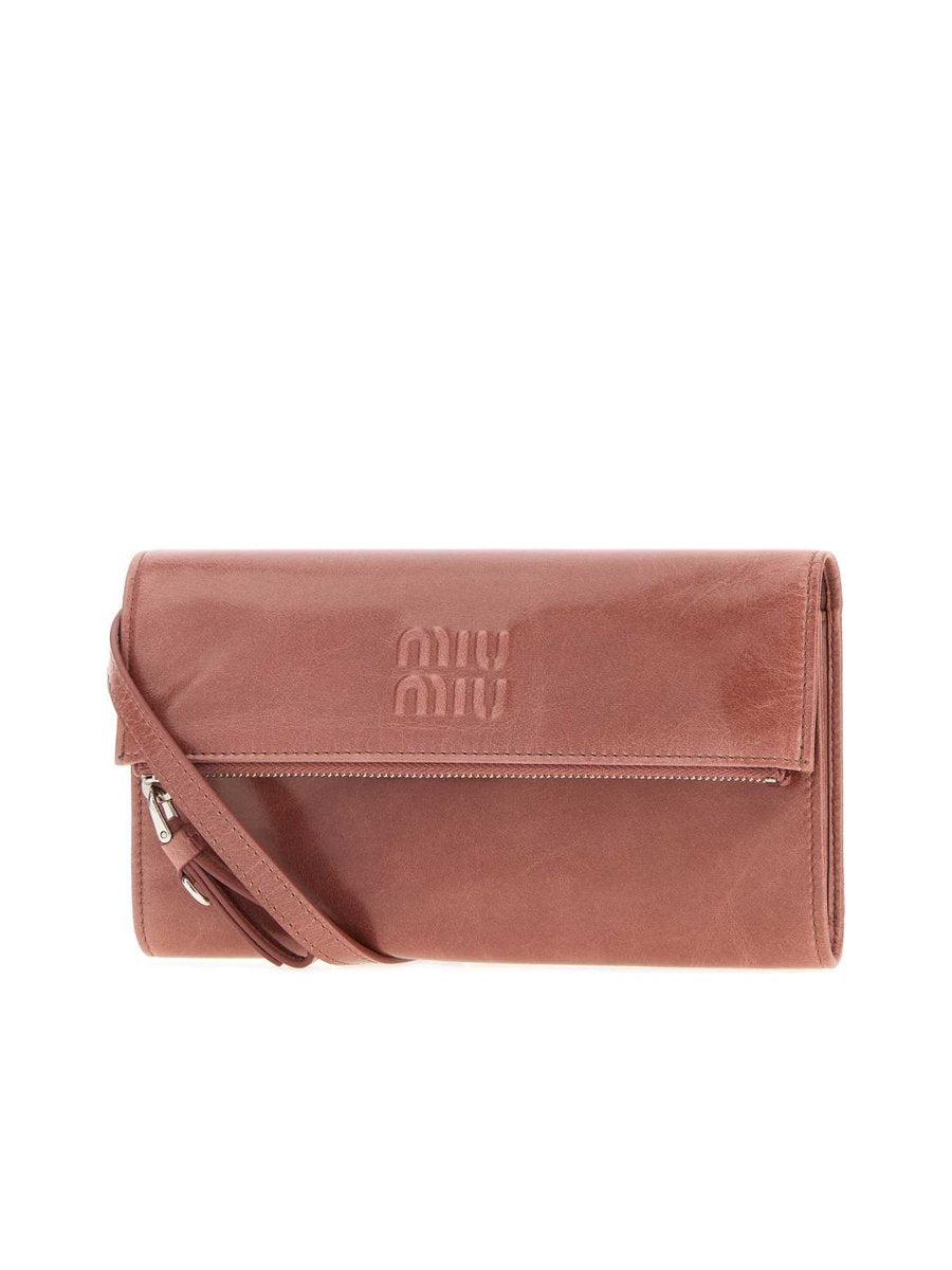 Miu Miu Logo-Embossed Leather Crossbody Wallet