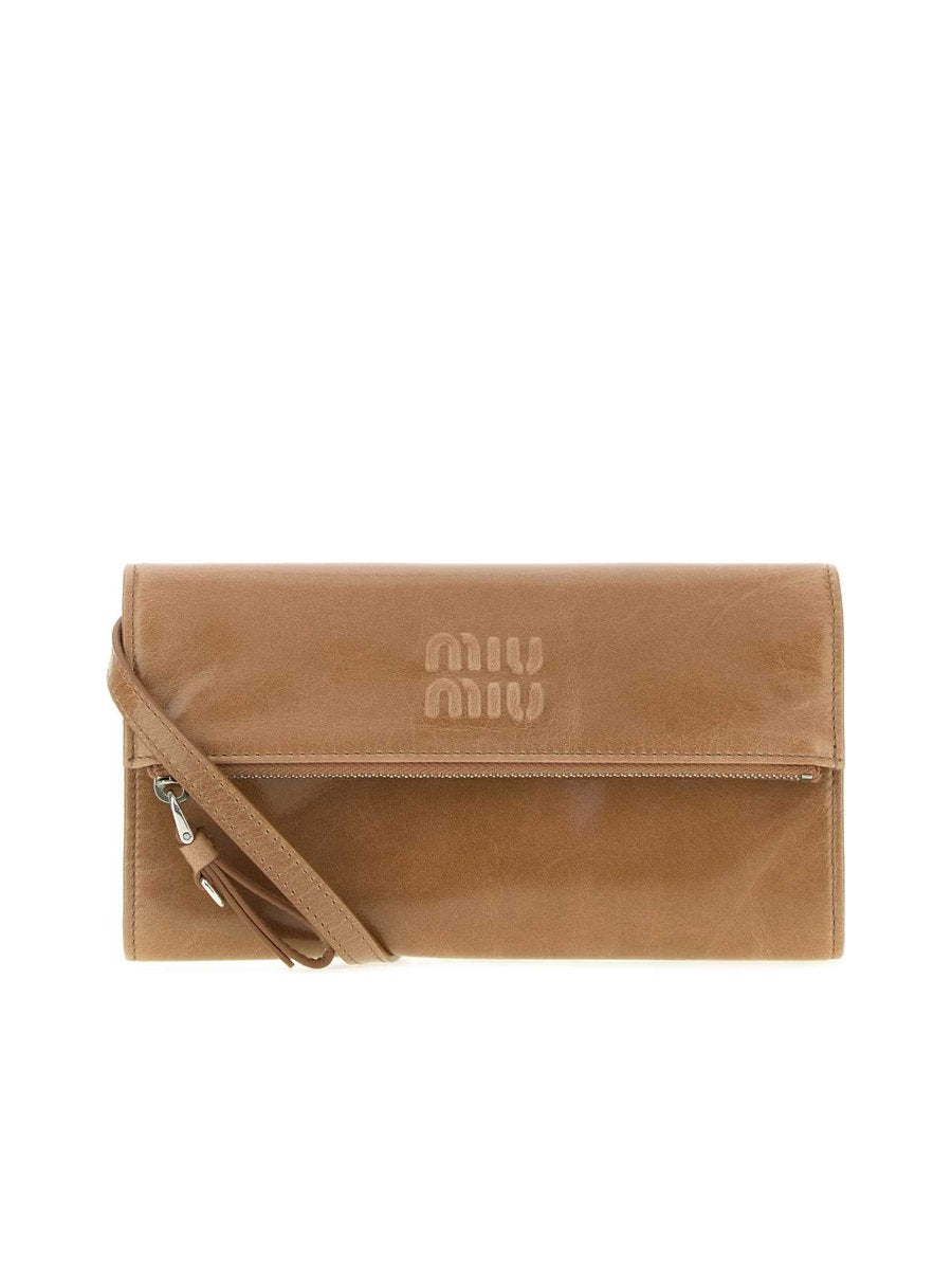 Miu Miu Logo-Embossed Leather Crossbody Wallet