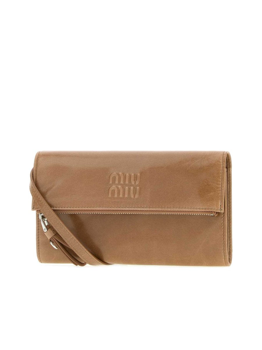 Miu Miu Logo-Embossed Leather Crossbody Wallet