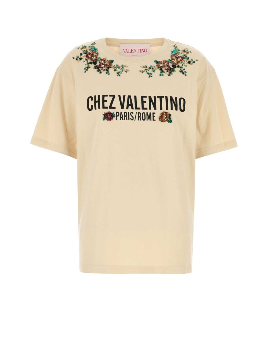 Valentino T-Shirt in Yellow Cotton