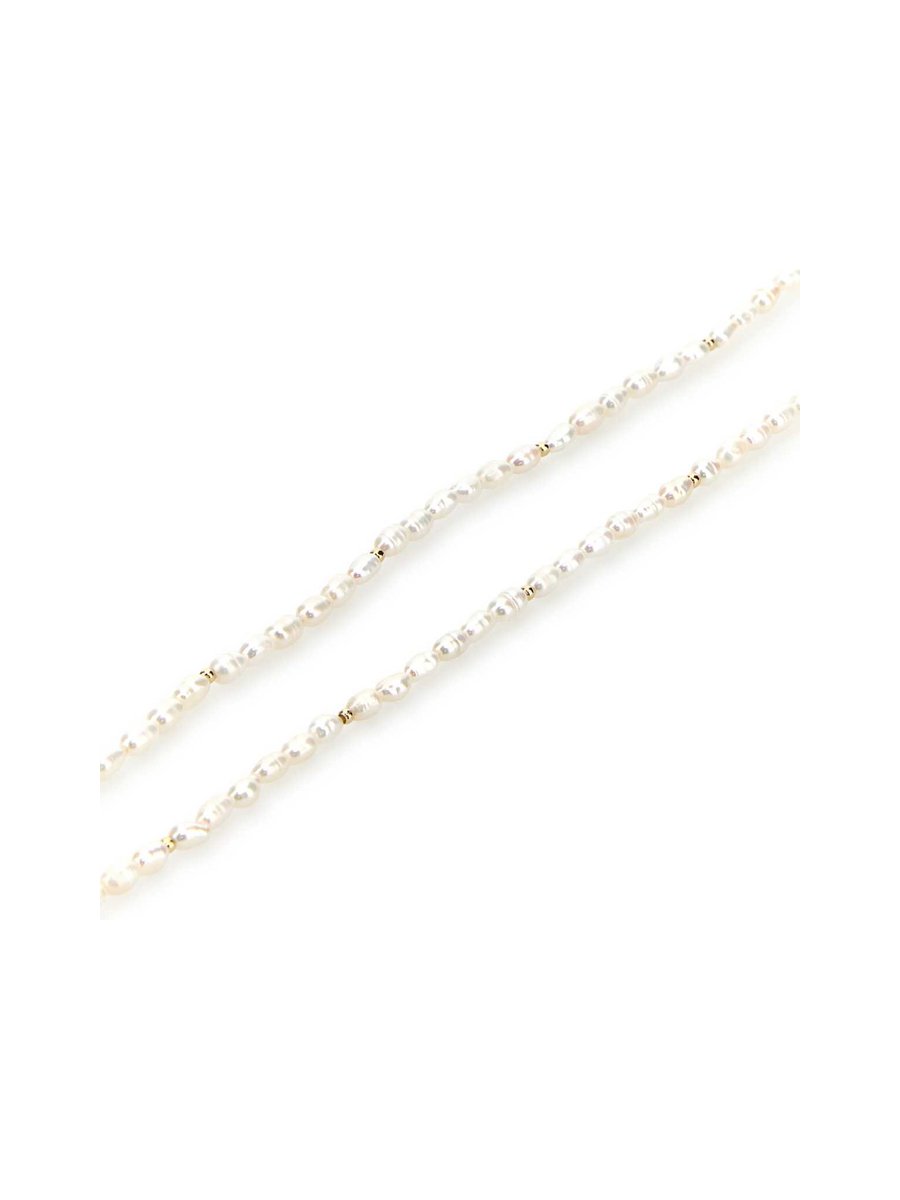 Valentino L Ovalett Necklace in White Pearls and Golden Metal