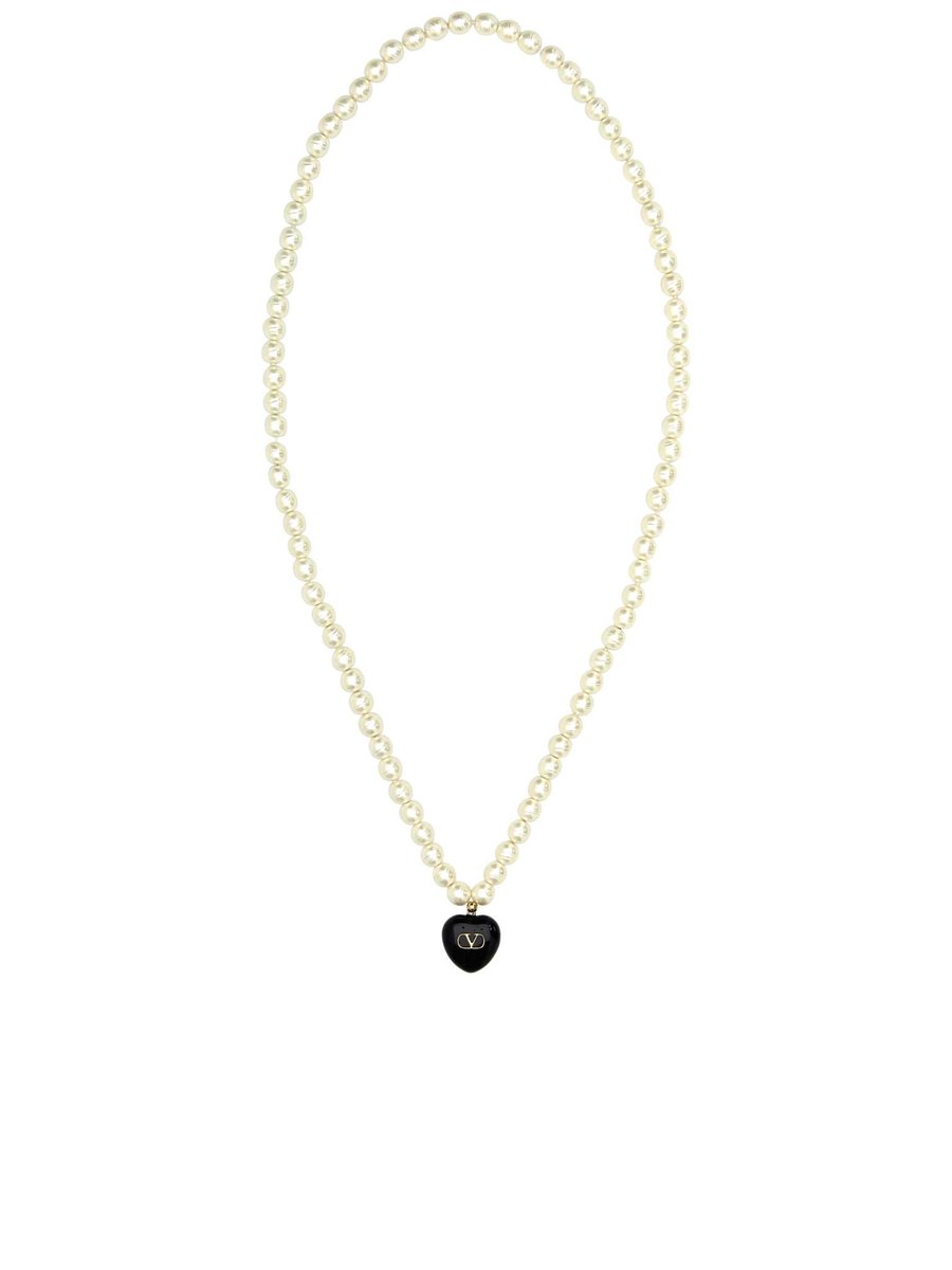 Valentino L Cuore Necklace in White Pearls
