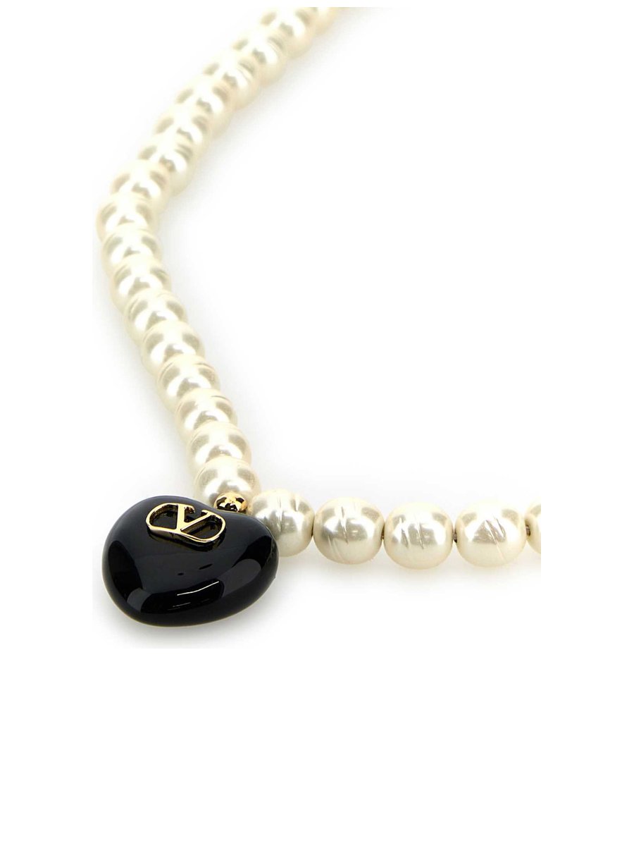 Valentino L Cuore Necklace in White Pearls
