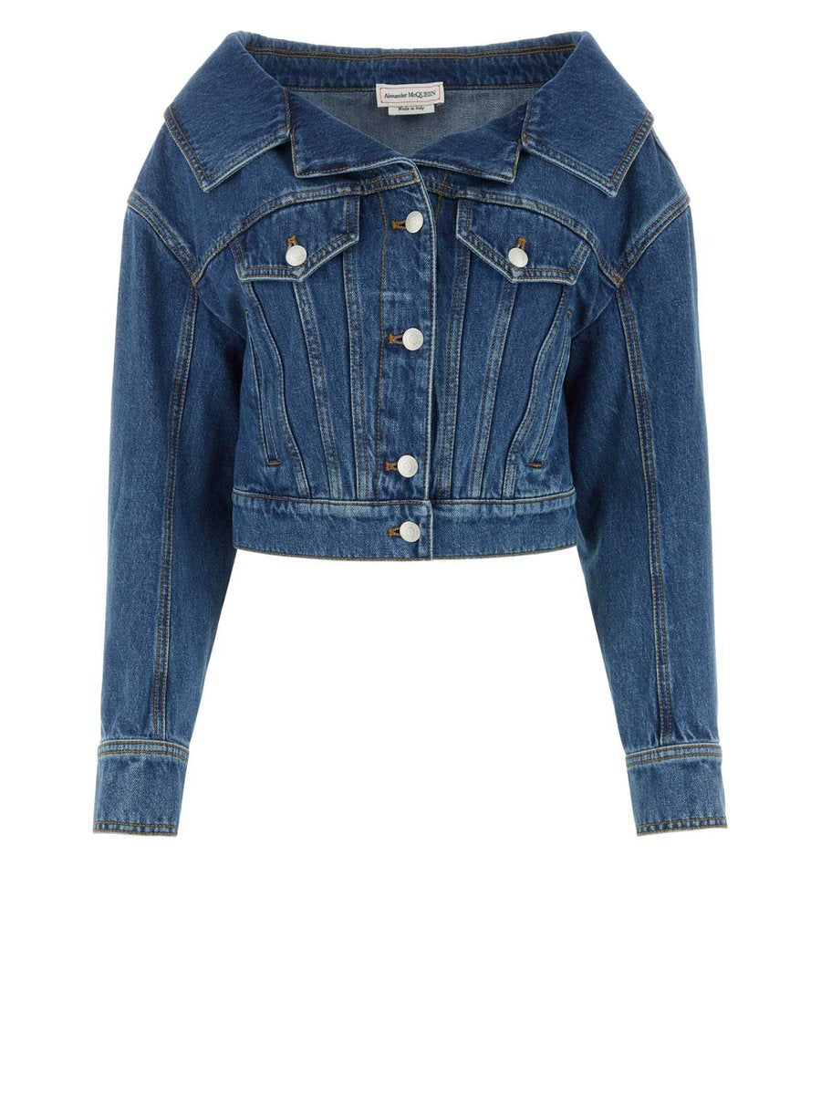 Alexander McQueen Jacket in Blue Cotton