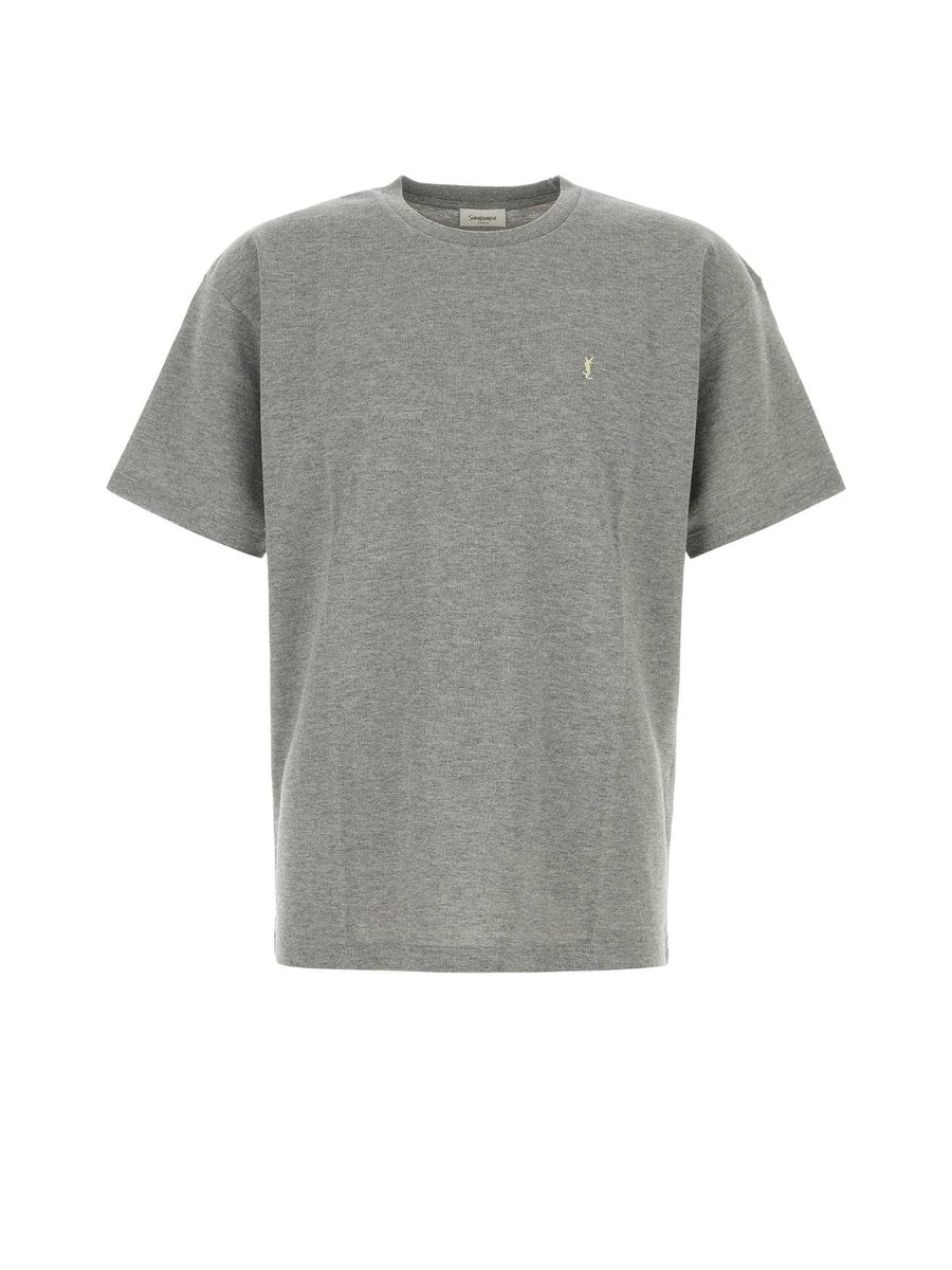 Saint Laurent T-Shirt in Grey Cotton and Polyester