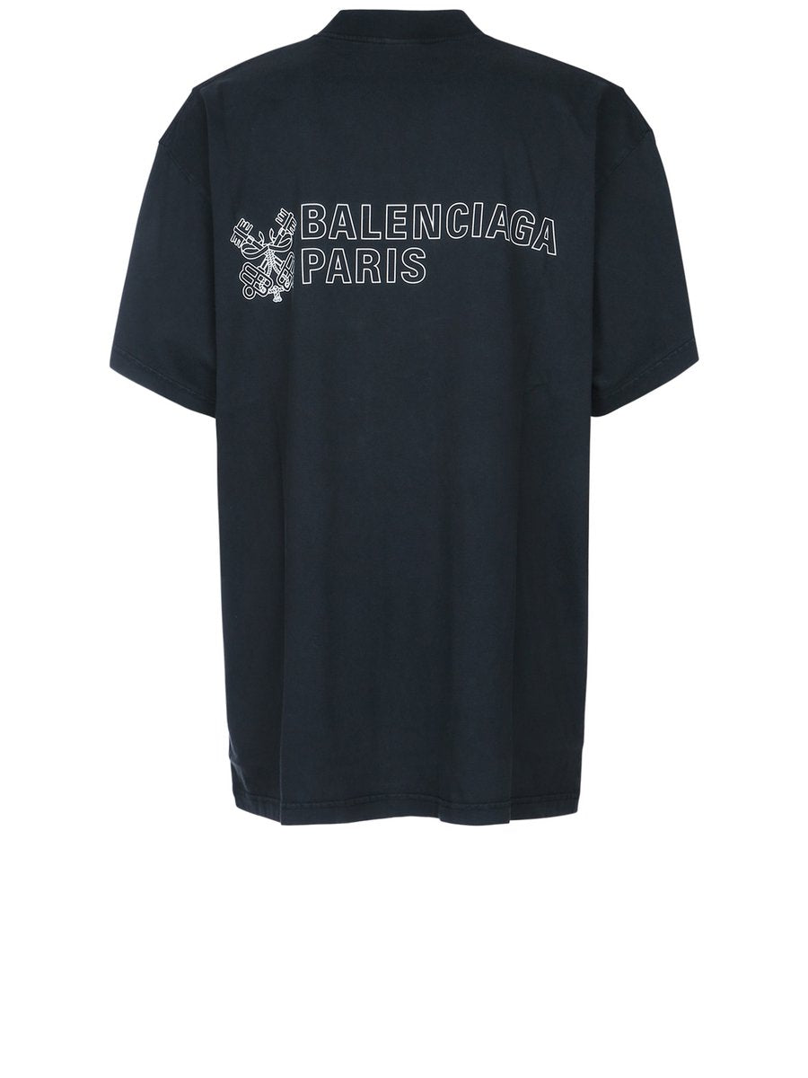 Balenciaga Oversized T-Shirt in Faded Washed Black Cotton