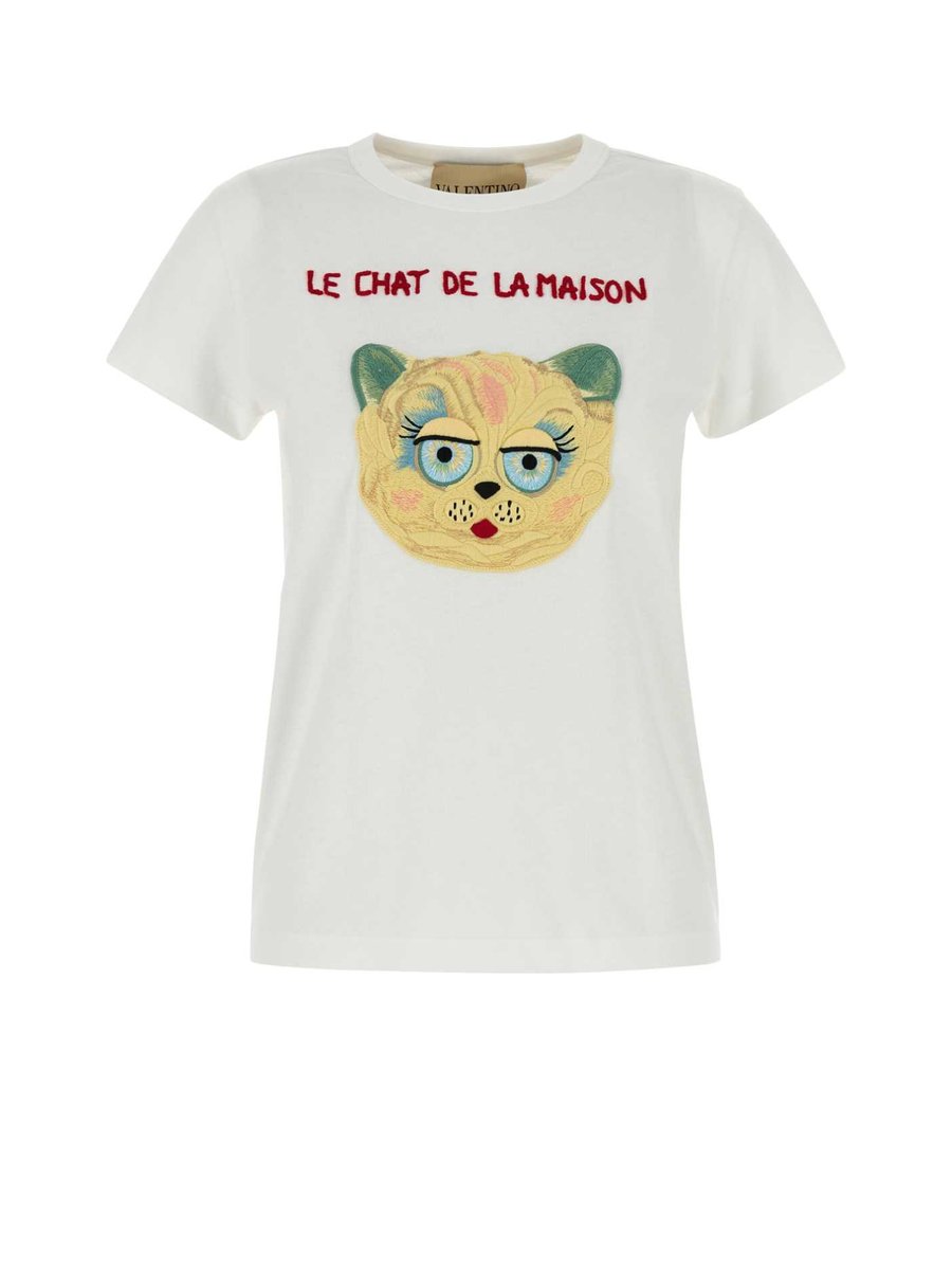 Valentino T-Shirt in White Silk