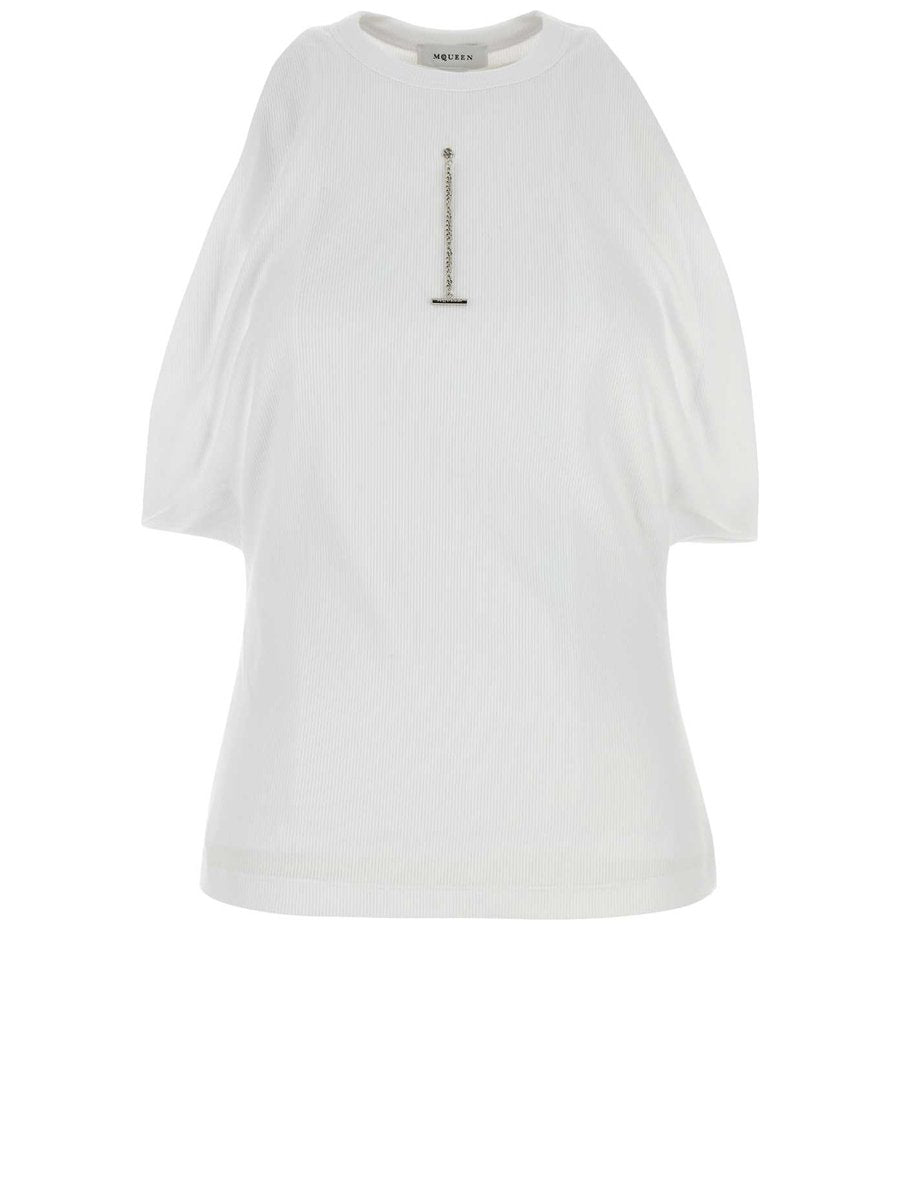 Alexander McQueen Cut And Sew Top in White Cotton