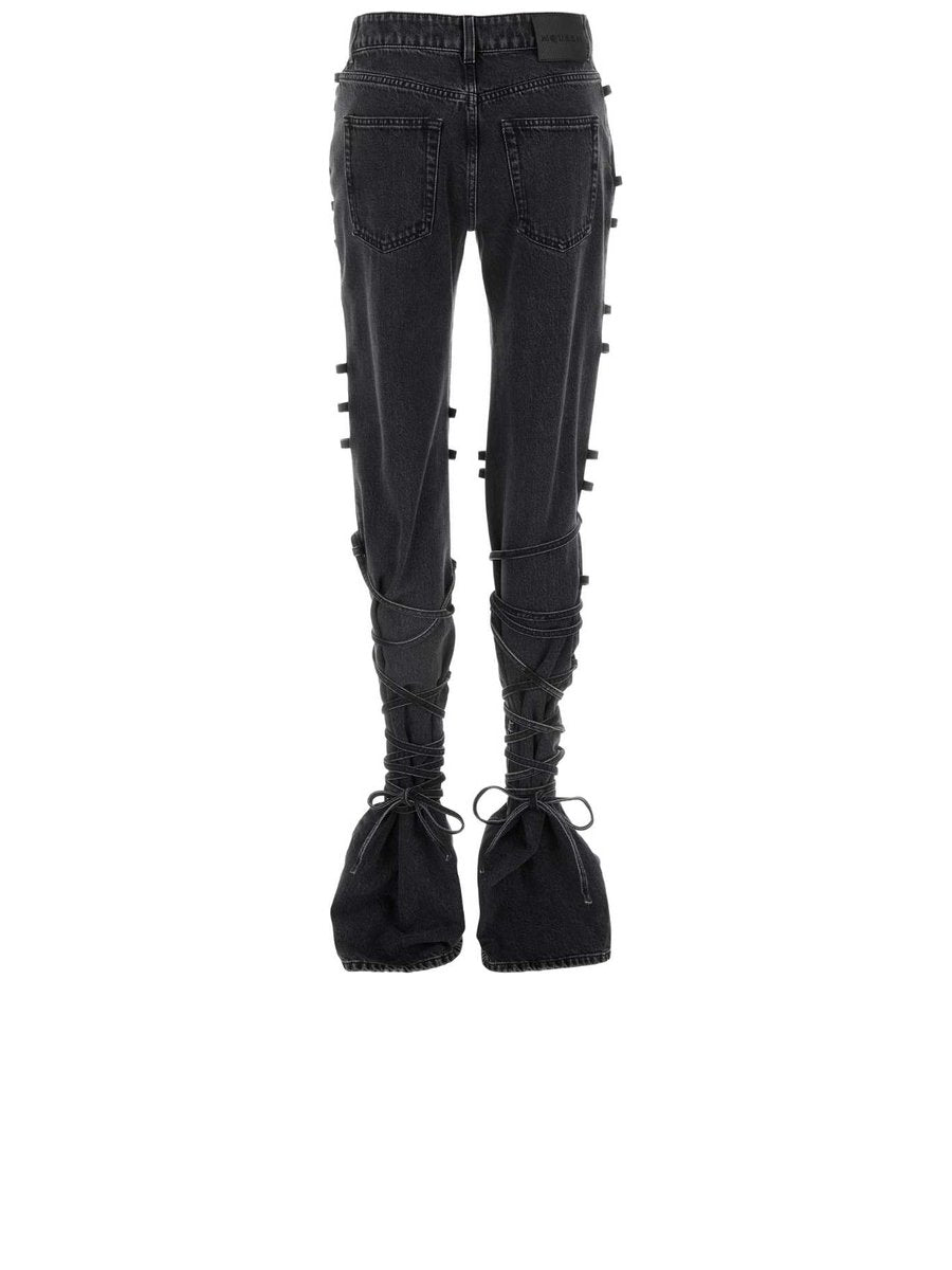 Alexander McQueen Denim Trousers in Black Cotton