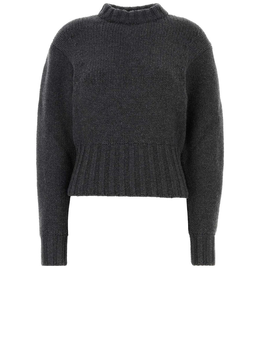 Alexander McQueen Crewneck Knit in Grey Wool Cashmere