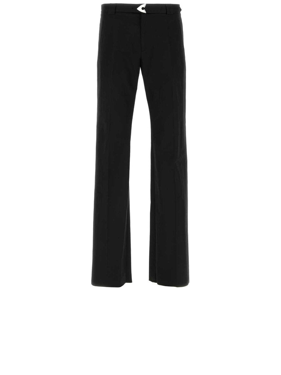 Alexander McQueen Belt Trousers in Black Cotton Nylon
