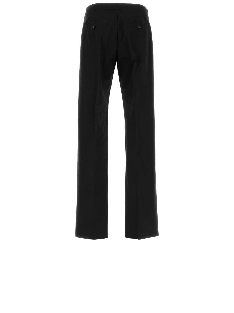 Alexander McQueen Belt Trousers in Black Cotton Nylon