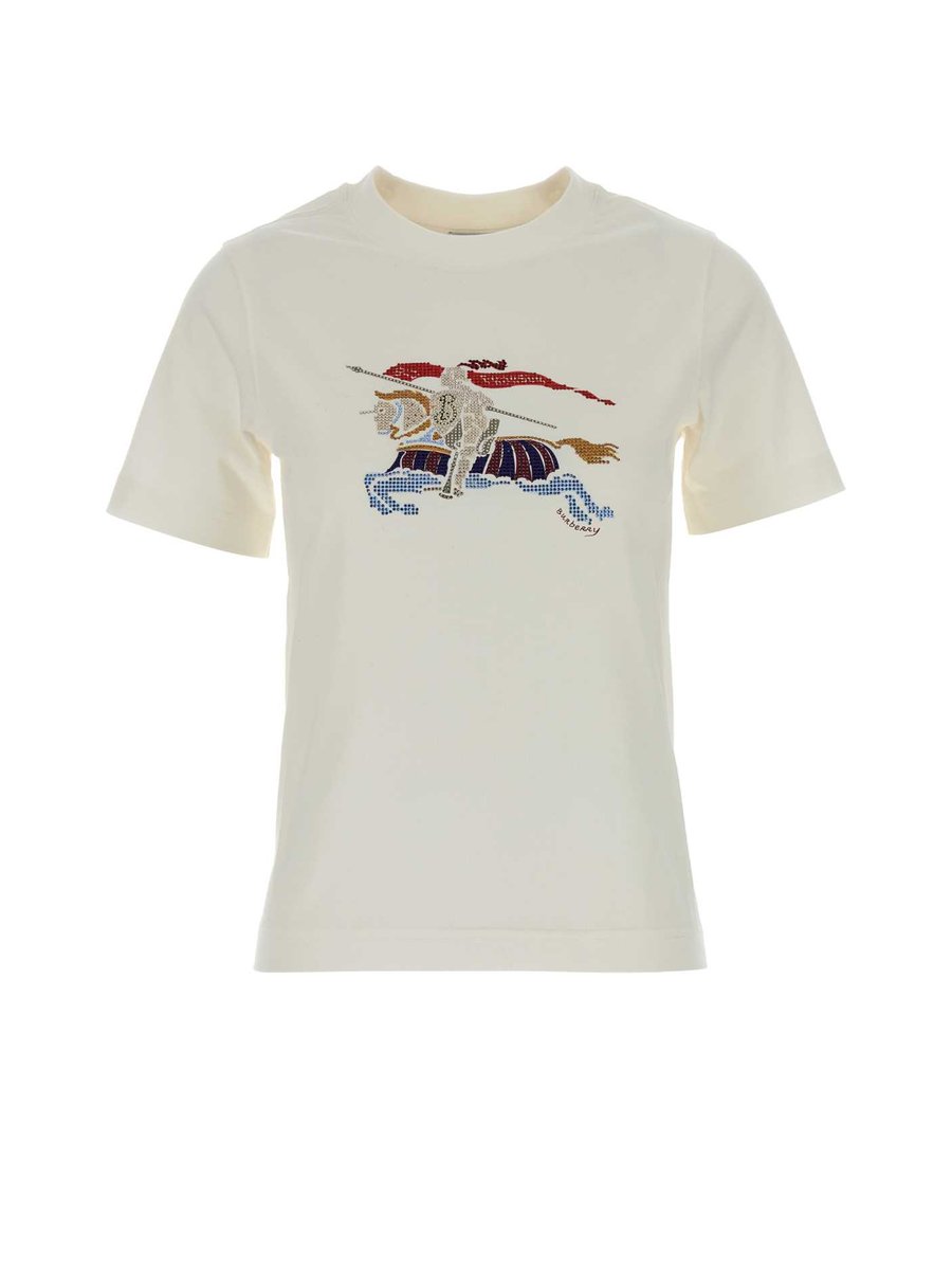 Burberry Frankie Crewneck T-Shirt in White Cotton